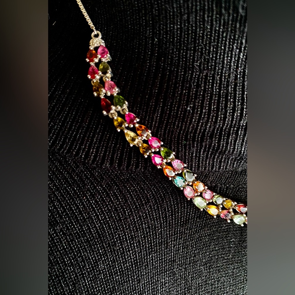 AAA Multi-Tourmaline,Necklace Platinum Over Sterling Silver, 18 Inches 19.20 CWT - Picture 10 of 16